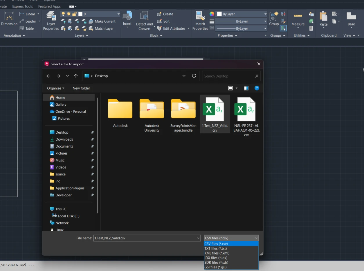 Select file format and file