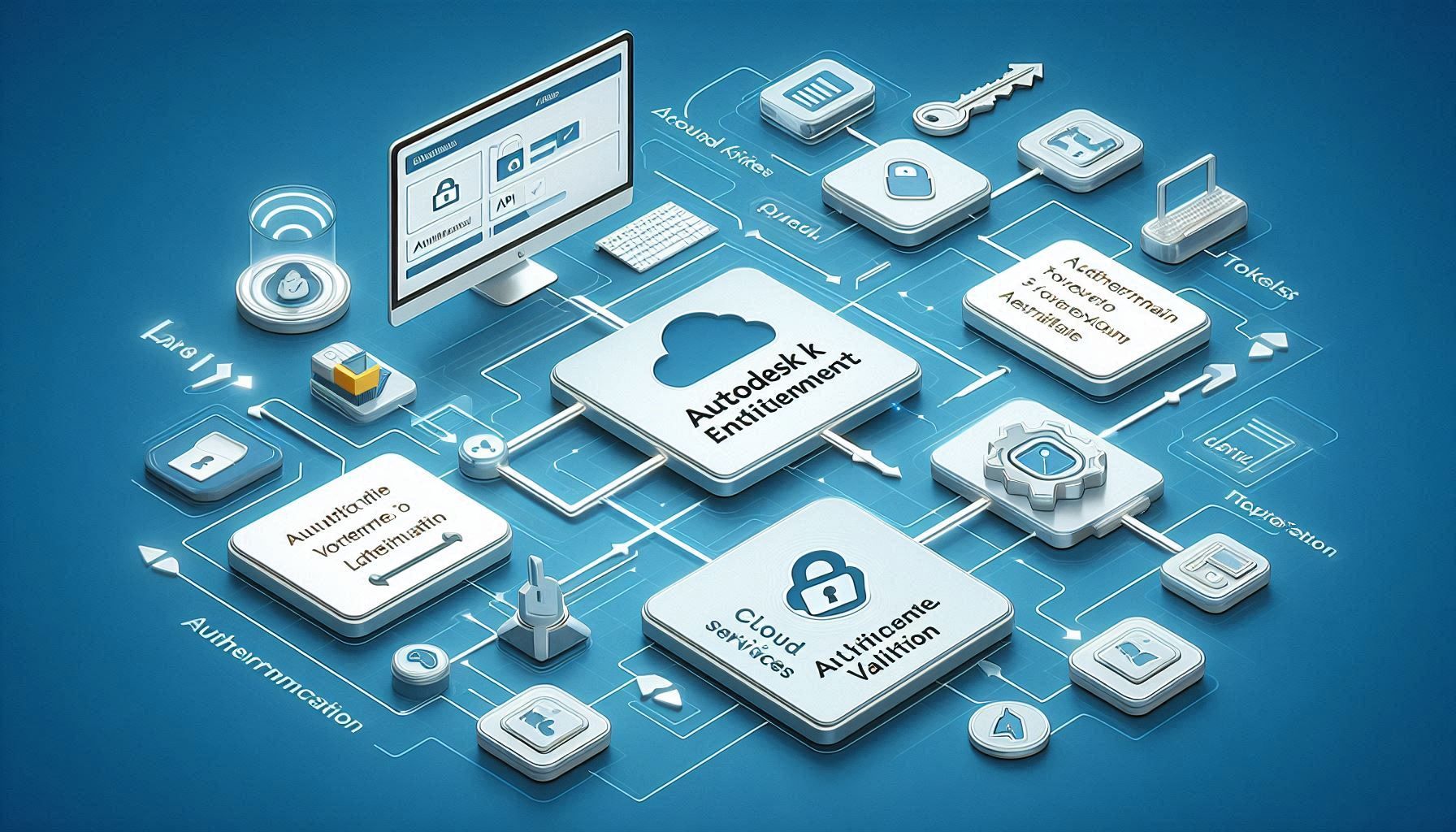 Autodesk Entitlement API diagram showing authentication flow